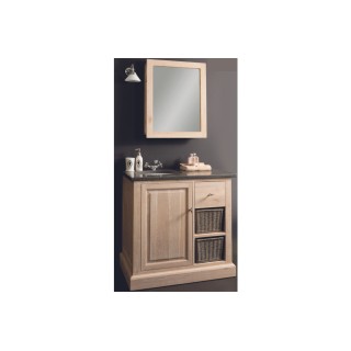 Ensemble salle de bain : Meuble vasque en pierre et miroir