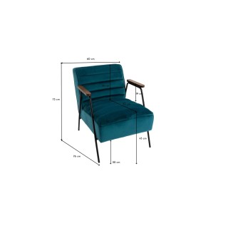 Fauteuil chic et relax en velours et métal LISBOA - HELLIN