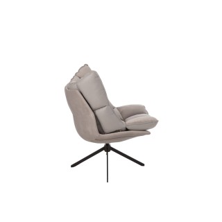 Fauteuil de relaxation en tissu/simili et piétement métal noir - FENIX