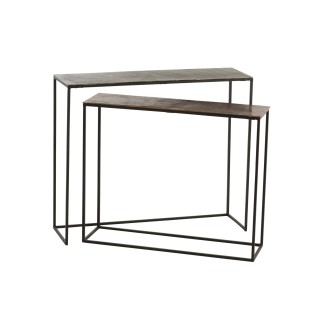 Set de 2 consoles rectangulaires en metal orange rouillenoir l100 bijagos