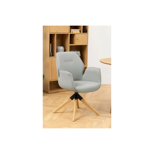 Fauteuil pivotant en tissu et bois / Style scandinave | Hellin