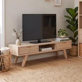 Meuble TV scandinave en chêne massif ALISIA - HELLIN