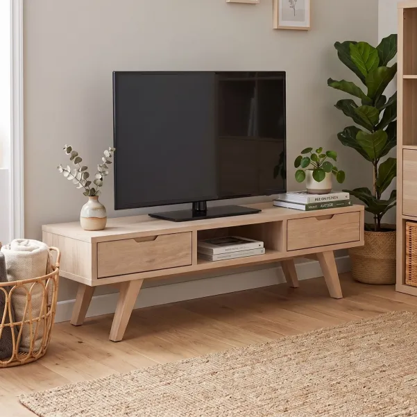 Meuble TV scandinave en chêne massif ALISIA - HELLIN