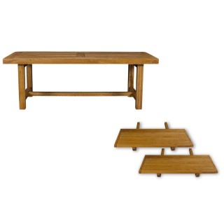 Table de ferme en chêne moyen massif 2 allonges l220320 la bresse