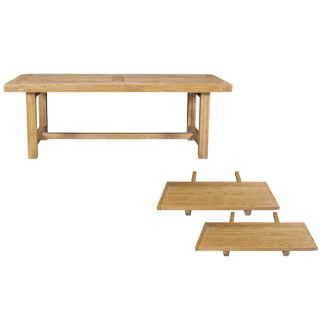 Table de ferme en chêne clair massif 2 allonges l220320 la bresse