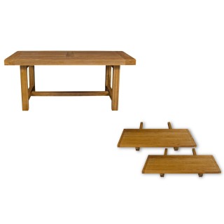 Table de ferme en chêne moyen massif 2 allonges l180280 la bresse