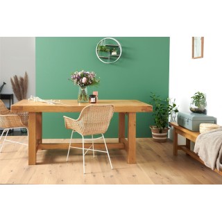 Table de ferme extensible : Chêne clair / 2 allonges | Hellin