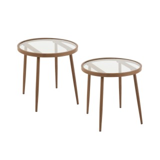Table basse en verre et métal / lot de 2 | Hellin
