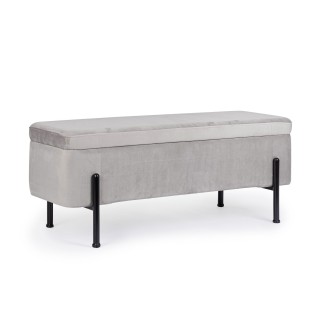 Banc coffre 2 places en velours et pietement noir nina