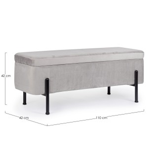 Banc coffre 2 places en velours et piétement noir NINA - HELLIN