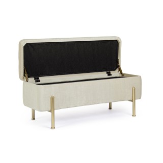 Banc coffre 2 places en velours et piétement or NINA - HELLIN