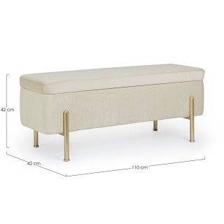 Banc coffre 2 places en velours et piétement or NINA - HELLIN