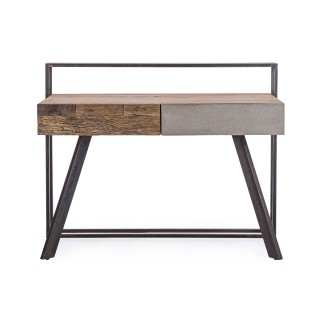 Bureau design en bois de manguier et metal noir 2 tiroirs corot