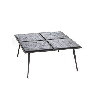 Table basse carree en teck recycle et metal noir nairobi