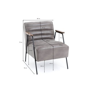 Fauteuil relax en PU et métal noir LISBOA - HELLIN