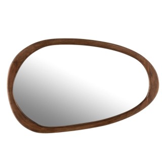 Miroir en forme de galet en bois de manguier l83 l bruno