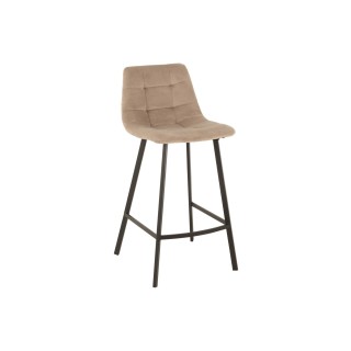 Chaise de bar en velours peau de pêche et en métal noir ( lot de 2) OLIVIA - HELLIN