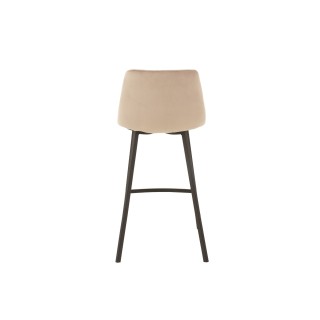 Chaise de bar en velours peau de pêche et en métal noir ( lot de 2) OLIVIA - HELLIN