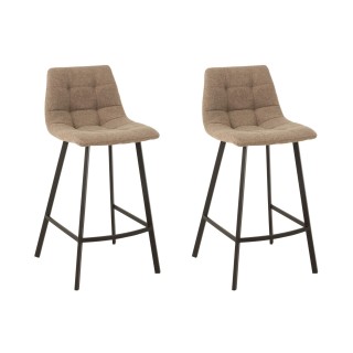 Chaise de bar en tissu et en metal noir lot de 2 olivia