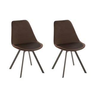 Chaise de salle à manger scandinave en velours et métal (lot de 2) ELENE - HELLIN
