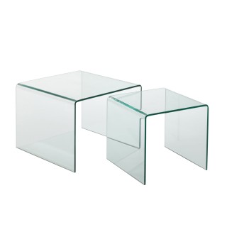 Tables basses carrées gigognes en verre L65 (lot de 2) GALLE - HELLIN