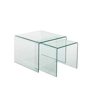 Tables basses carrees gigognes en verre l65 lot de 2 galle