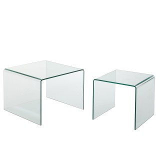 Tables basses carrées gigognes en verre L65 (lot de 2) GALLE - HELLIN