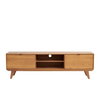 Meuble tv retro en bois 2 niches 2 portes l180 mallet
