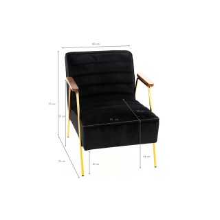 Fauteuil relax en velours et métal doré LISBOA - HELLIN