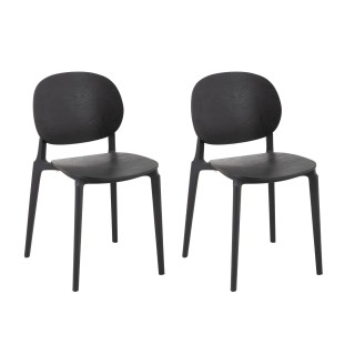 Chaise de salle a manger noire style japandi lot de 2 yumi