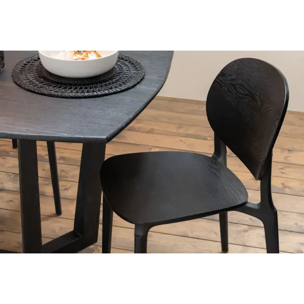 Chaise de salle à manger noire style japandi (lot de 2) YUMI - HELLIN