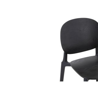 Chaise de salle à manger noire style japandi (lot de 2) YUMI - HELLIN
