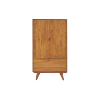 Buffet haut retro en bois 2 portes 1 tiroir l80 h140 bronze mallet