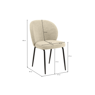 Chaise scandinave en tissu bouclette et pieds en métal noir (lot de 2) PAMELA - HELLIN