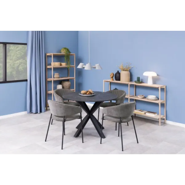 Chaise scandinave en tissu et pieds en métal noir (lot de 2) ZOLA - HELLIN