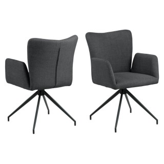 Fauteuil de salle à manger pivotant  à accoudoirs en tissu (lot de 2) LARA  - HELLIN