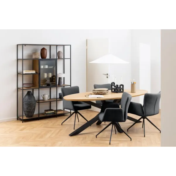 Fauteuil de salle à manger pivotant  à accoudoirs en tissu (lot de 2) LARA  - HELLIN