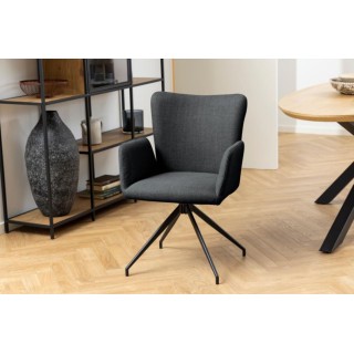 Fauteuil de salle à manger pivotant  à accoudoirs en tissu (lot de 2) LARA  - HELLIN