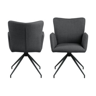 Fauteuil de salle à manger pivotant  à accoudoirs en tissu (lot de 2) LARA  - HELLIN