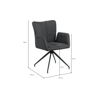 Fauteuil de salle à manger pivotant  à accoudoirs en tissu (lot de 2) LARA  - HELLIN