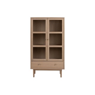 Vitrine scandinave en chêne blanchie 2 portes vitrees et 1 tiroir ashley