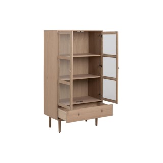 Vitrine scandinave en chêne blanchie 2 portes vitrées et 1 tiroir ASHLEY - HELLIN