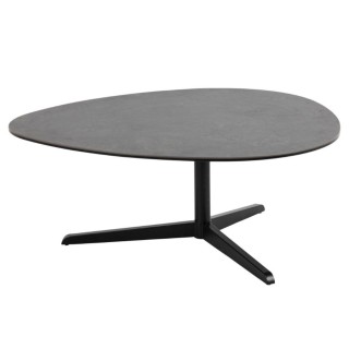 Table basse galet en ceramique et pied en metal noir l100 barbara