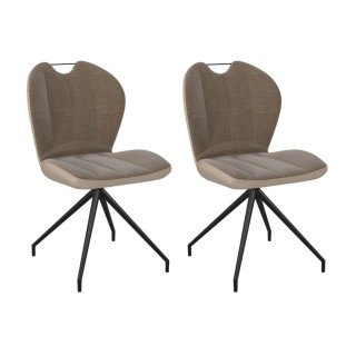 Expo chaises pivotantes en tissu marron et metal lot de 2 newark