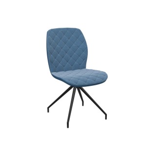 EXPO Chaises pivotantes en tissu bleu et métal noir (lot de 2) ANNA - HELLIN