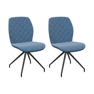 Expo chaises pivotantes en tissu bleu et metal noir lot de 2 anna