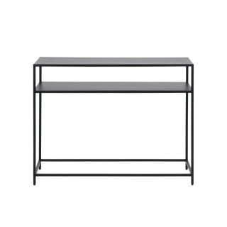 Console rectangulaire double plateau en metal noir l100 cassia