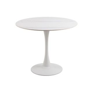 Table a manger ronde en ceramique et pied tulipe en metal l90 marsa