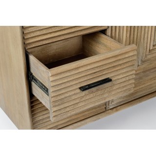 Buffet en bois de manguier 2 portes 3 tiroirs pieds métal noir L160 MANAUS - HELLIN