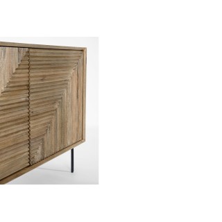 Buffet en bois de manguier 2 portes 3 tiroirs pieds métal noir L160 MANAUS - HELLIN